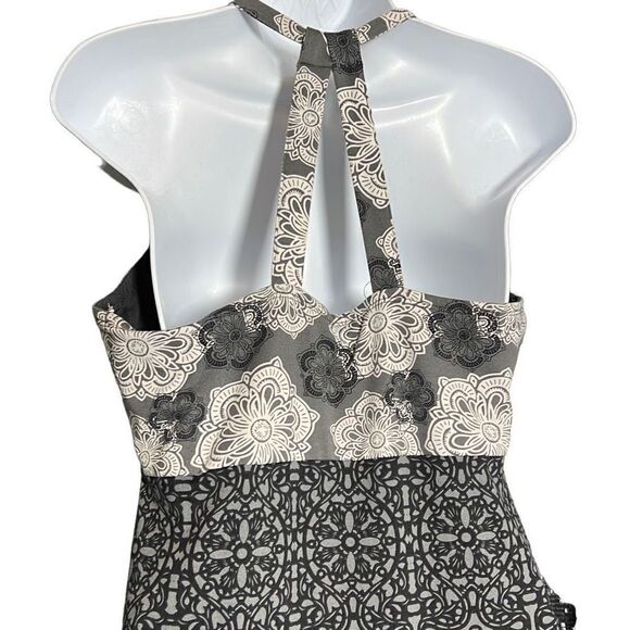 Lola Women's Halter Neck Print Allover Gray Mini Dress Size L - Picture 4 of 8